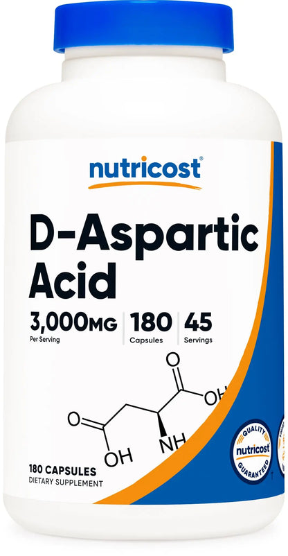 Nutricost D-Aspartic Acid (DAA) Capsules 3000mg Per Serving (180 Capsules) - Non-GMO Nutricost