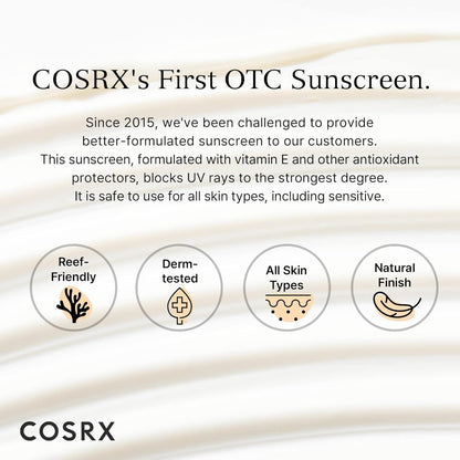 COSRX Vitamin E Sunscreen SPF 50, Natural Glow, for Oily Skin, 1.69 fl oz COSRX