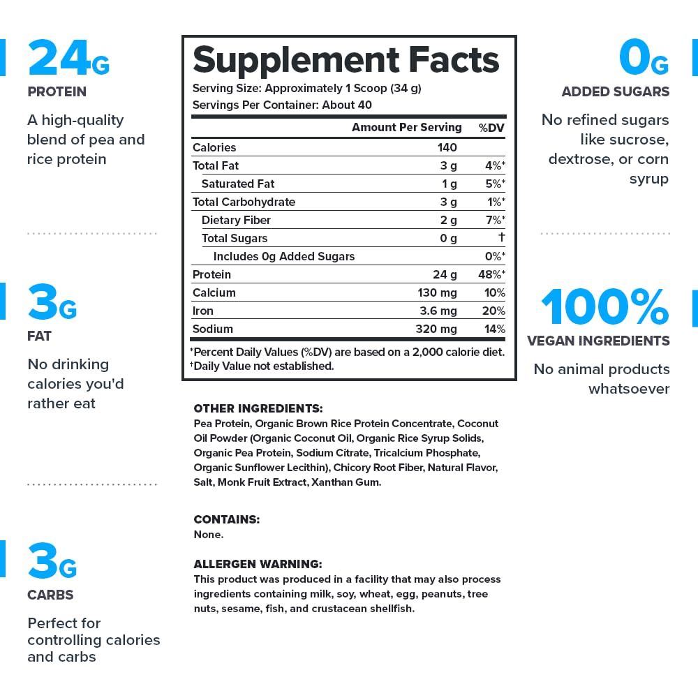 LEGION Plant+ Vegan Protein Powder, Chocolate - Rice and Pea, Plant Based Protein Blend. Gluten Free, GMO Free, Naturally Sweetened and Flavored, 20 Servings, (Chocolate)