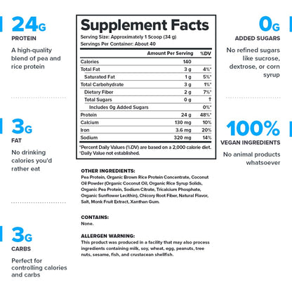LEGION Plant+ Vegan Protein Powder, Chocolate - Rice and Pea, Plant Based Protein Blend. Gluten Free, GMO Free, Naturally Sweetened and Flavored, 20 Servings, (Chocolate)