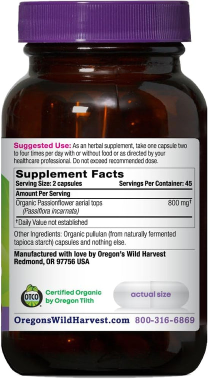 Oregon's Wild Harvest Passion Flower Organic Vegan Capsules, 90 Count Gsupps Australia