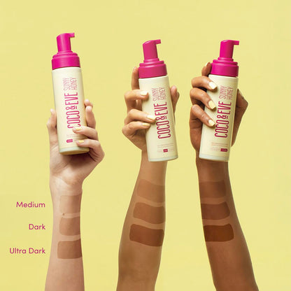 Coco & Eve Self Tanner Foam Kit - (Medium) Streak-Free Sunless Tanning Mousse, Tropically Scented Natural Looking Tan Coco & Eve