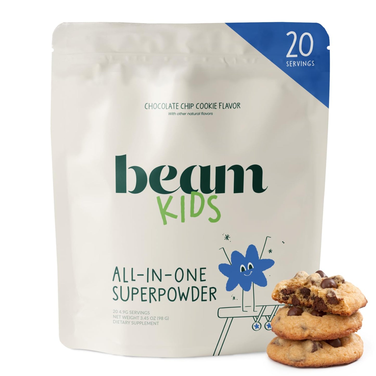 Beam Kids Multivitamin Powder – Kids Vitamins with Greens, Probiotic & Prebiotic, Immune Support for Children & Toddlers, No Artificial Sweeteners, For Picky Eaters, Beam