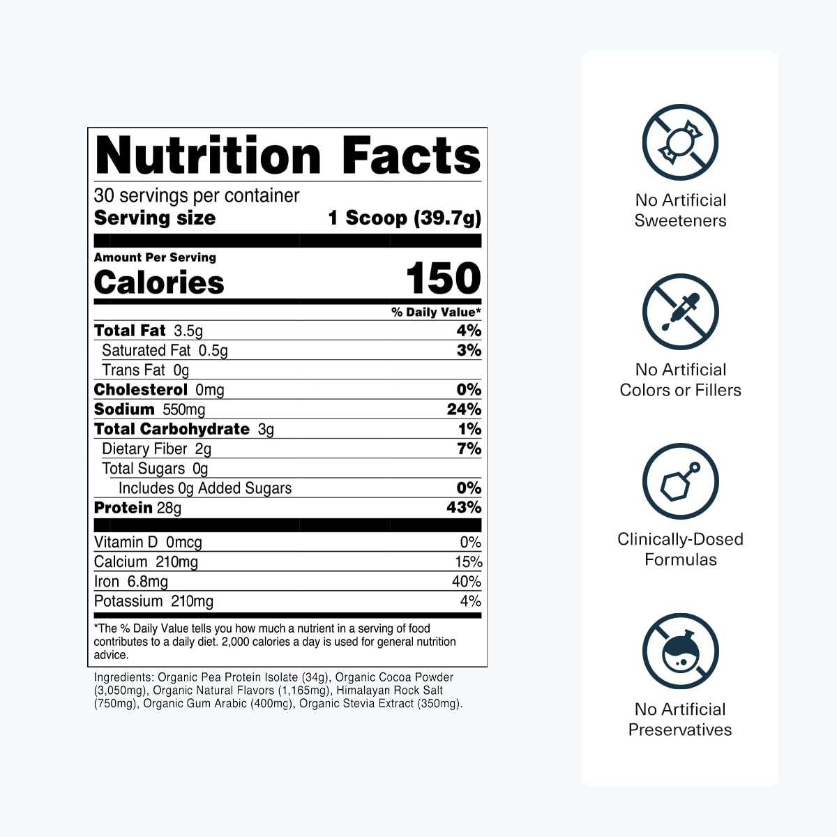 Transparent Labs 100% Pea Protein Powder - 28g Organic Plant Protein per Serving, Clean Pea Isolate Powder, USDA Organic, Vegan, Gluten-Free, Sugar-Free, Non-GMO - 30 Servings, Chocolate Transparent Labs buy australia supplements