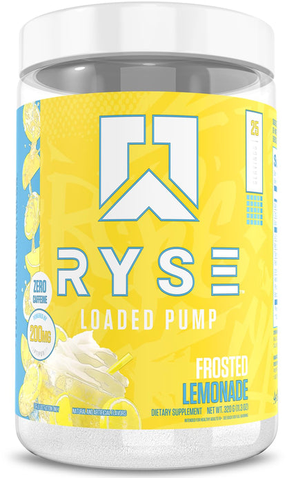 Ryse Loaded Pump Pre Workout Powder - Blue Razz Slush - No Caffeine Stimulant Free Formula for Pump, Power & Endurance - L-Citrulline, PeptiPump, Betaine Anhydrous, Taurine & AstraGin - 25 Servings