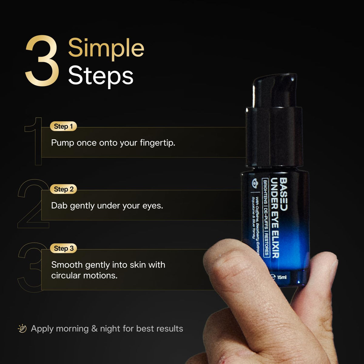 BASED Under Eye Elixir, Hydrating & Refreshing Formula, Simple. Effective. Based. 0.5 fl oz, Pack of 1 BASED BODYWORKS