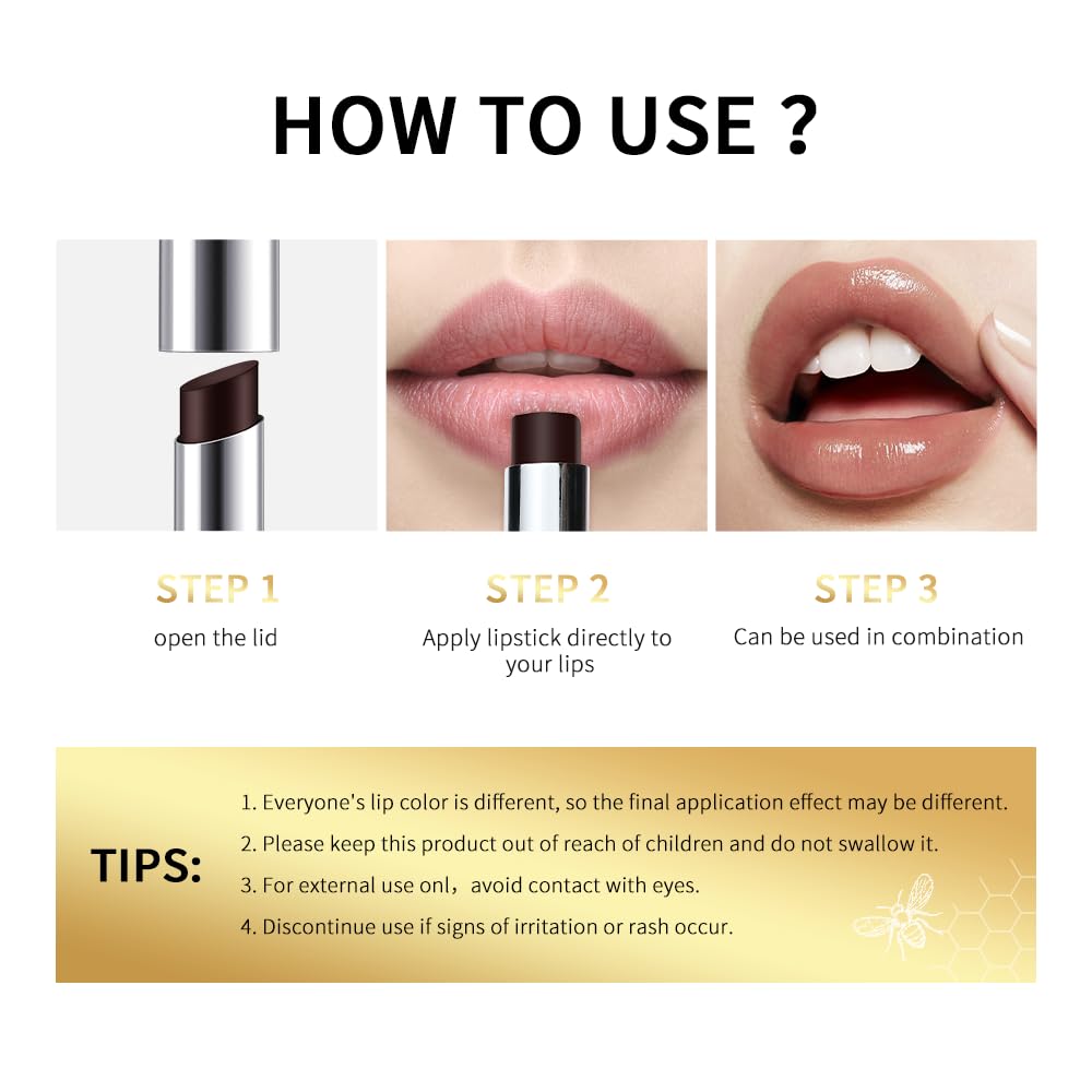 Honey Lipstick Tinted Lip Balm - Sheer Hydrating Lipstick for All Skin Tones - Moisturizing Lip Color, Nourishing Lip Balm with a Hint of Natural Black Cherry Tint BAISEN DIARY