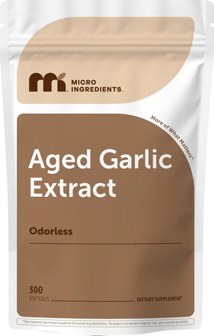 Micro Ingredients Odorless Garlic, 300 Softgels | 2 Years Aged Garlic Extract | Grown Allium Sativum Bulb Micro Ingredients