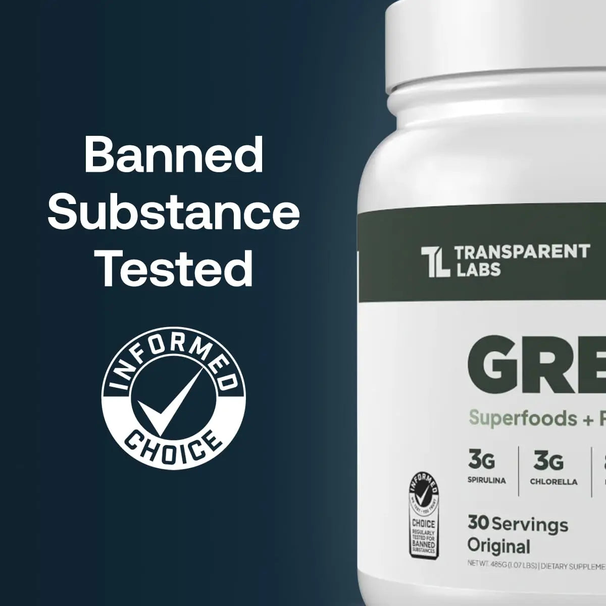 Transparent Labs Prebiotic Greens - Superfood Powder & Antioxidants Supplement with Organic Spirulina, Chloerra, Acacia, & Green Banana Powder - 30 Servings, Unflavored Transparent Labs