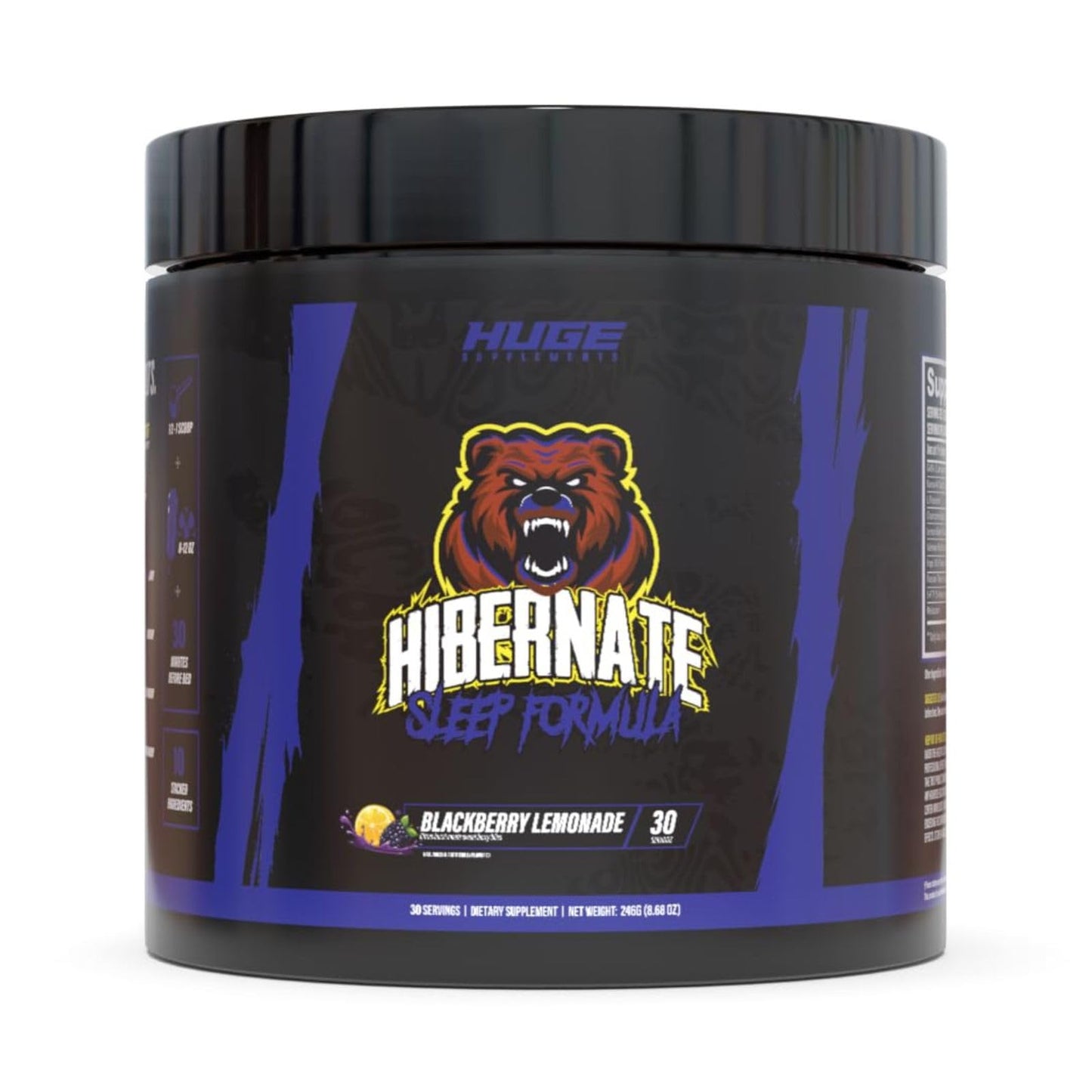 Hibernate Sleep Supplement, Complete & Optimally Dosed Sleep Recovery Formula, Relax & Unwind, Includes GABA, Valerian Root, Melatonin, 5-HTP & More (30 Servings) (BlackBerry Lemonade)