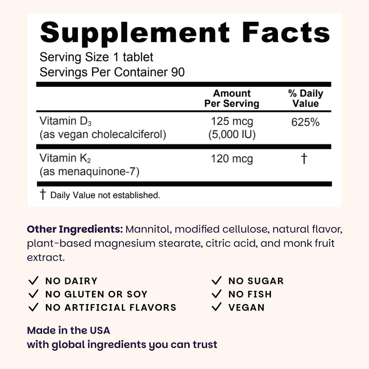 EZ Melts Dissolvable Vegan Vitamin D3 + K2 5,000 IU - Bone & Heart Health Support - Immune Function Support - No Artificial Flavors - Non-GMO - Green Apple EZ Melts