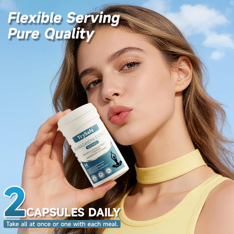 TrySafe 1100MG Cortisol Supplements for Women and Man with 600MG Ashwagandha, 200MG Rhodiola Rosea, 200MG L-Theanine, 100MG Magnesium Glycinate | for Healthy Stress Response*, Mood* TrySafe buy australia supplements