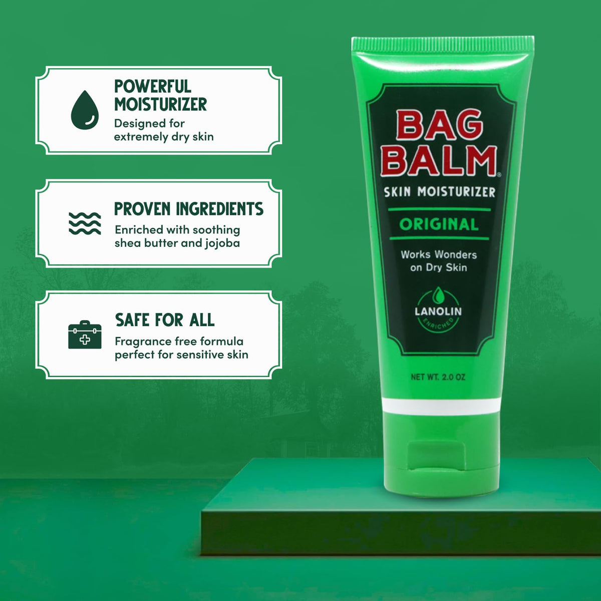 Bag Balm Vermont's Original Hand Moisturizer, Hand Balm for Dry Skin, Cracked Hands, Heels & Dry Hands Treatment, For Dogs and More Ointment, Dry Skin Lotion (2oz Tube (Pack of 2)) Bag Balm