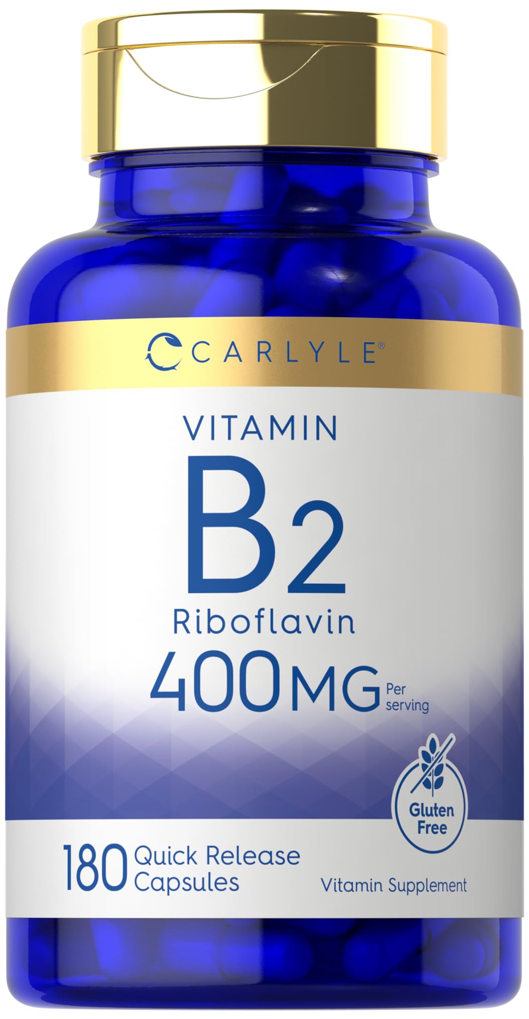 Carlyle Vitamin B-2 400mg | 180 Count | Non-GMO, Gluten Free Supplement | B2 Riboflavin Carlyle