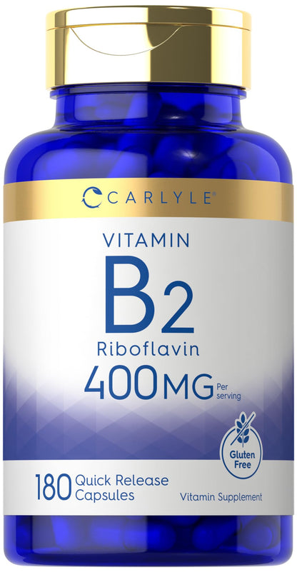 Carlyle Vitamin B-2 400mg | 180 Count | Non-GMO, Gluten Free Supplement | B2 Riboflavin Carlyle