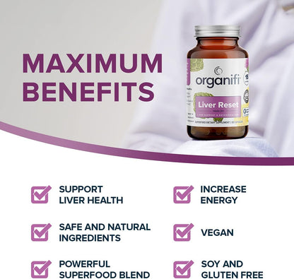 Organifi - Liver Reset - Liver Detox - Digestive and Immune Support - Promotes Cellular Energy Production, 30 Capsules Gsupps Australia