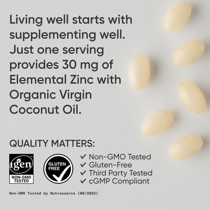 Sports Research High Potency Zinc Picolinate 30mg with Organic Coconut Oil | Highly Absorbable Zinc Supplement for Healthy Immune & Enzyme Function Sports Research