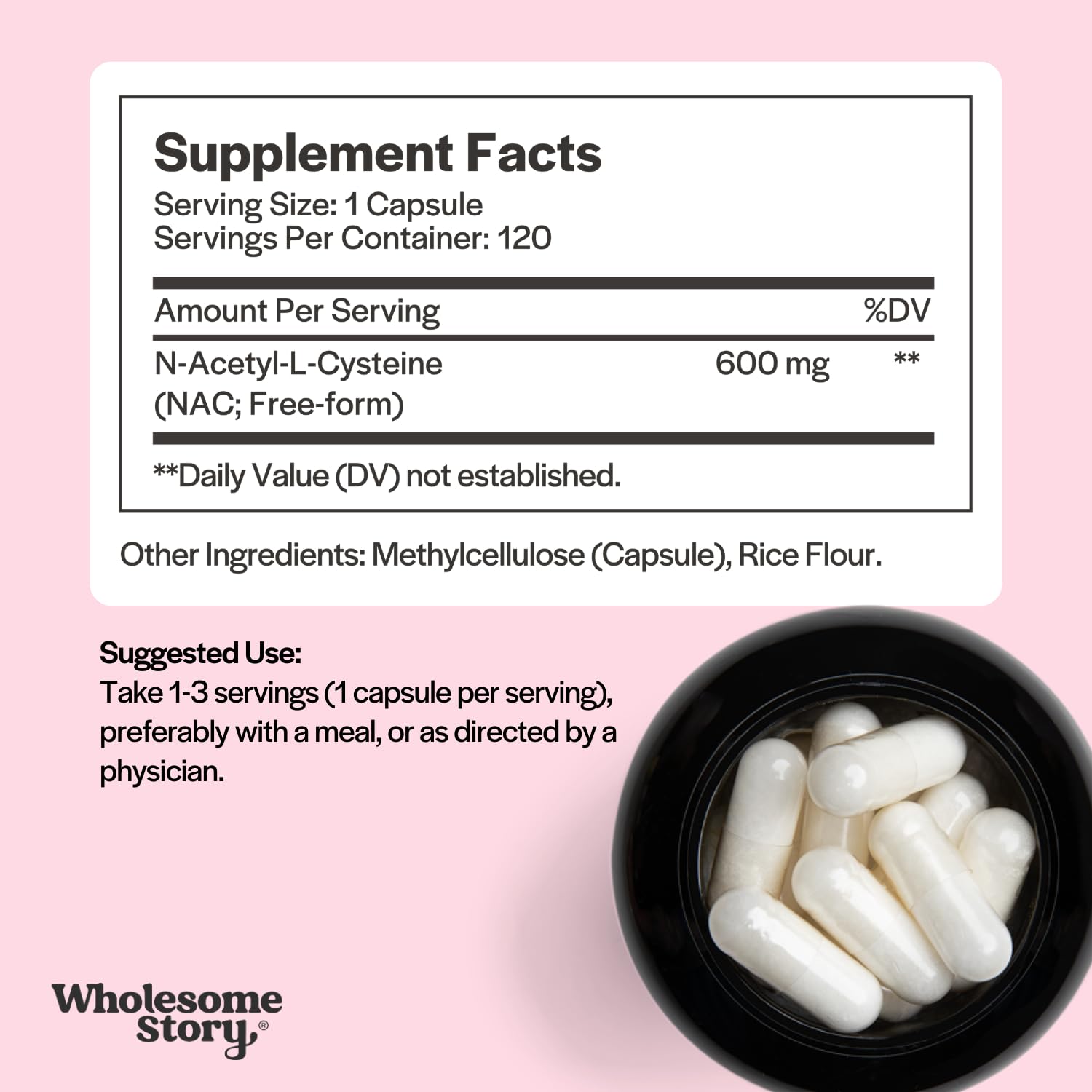 Wholesome Story NAC Supplement N Acetyl Cysteine 600 mg | Liver, Lung & Fertility Support | 120 Capsules | 120 Serving Supply Wholesome Story buy australia supplements