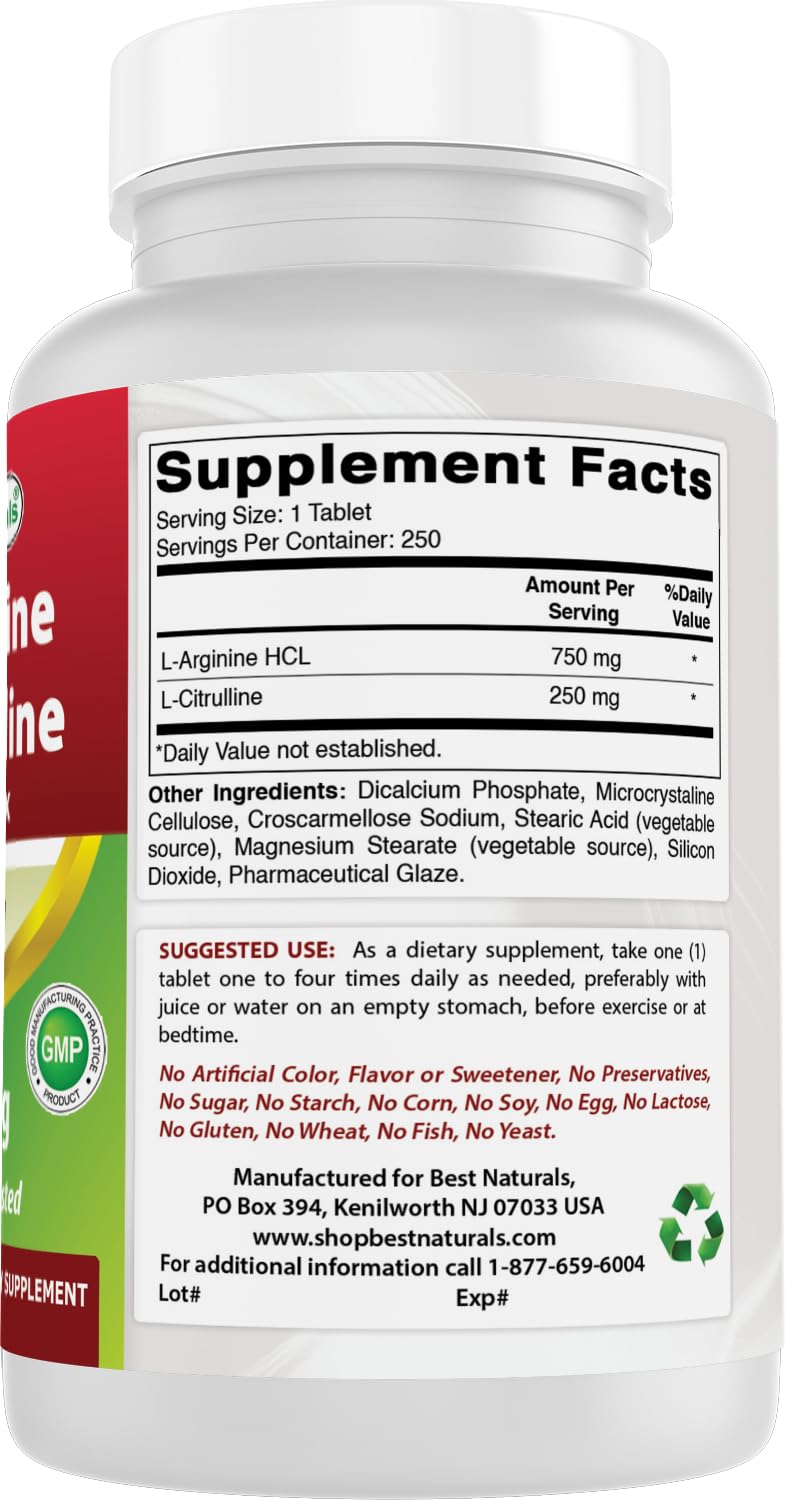 Best Naturals L-Arginine L-Citruline Complex Tablets, 250 Count Best Naturals buy australia supplements