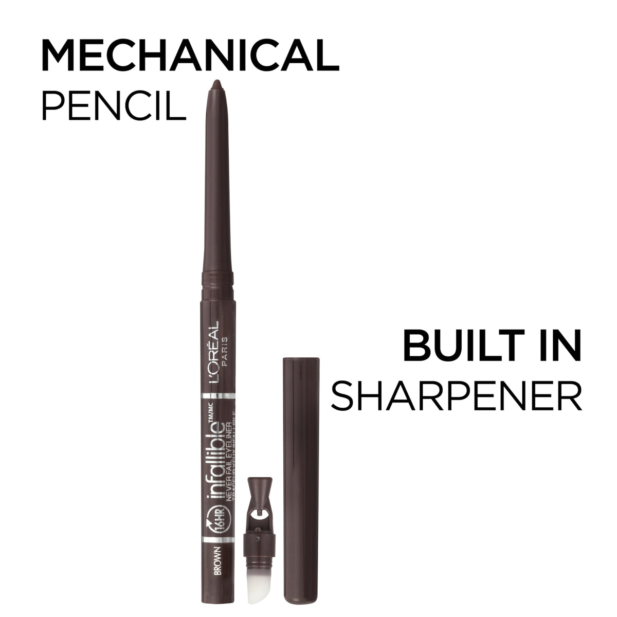 L'Oreal Paris Makeup Infallible Never Fail Original Mechanical Pencil Eyeliner with Built in Sharpener, Black, 0.008 oz., 1 Count L'Oreal Paris