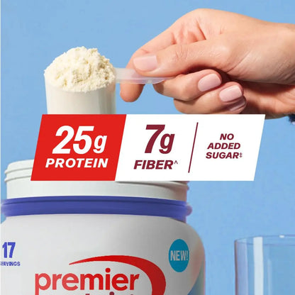 Premier Protein Powder Plus Fiber, Vanilla, 25g Protein, 7g Fiber to Support Gut Health, No Added Sugar (17 Servings) Premier Protein