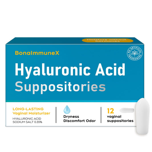 Peralpow Hyaluronic Acid Vaginal Suppositories 10 mg for Women | Vaginal Moisturizer for Dryness, Itching & Irritation | Menopause & Intimate Care with Coconut Fatty Acids | Estrogen Free, 12 Count Peralpow