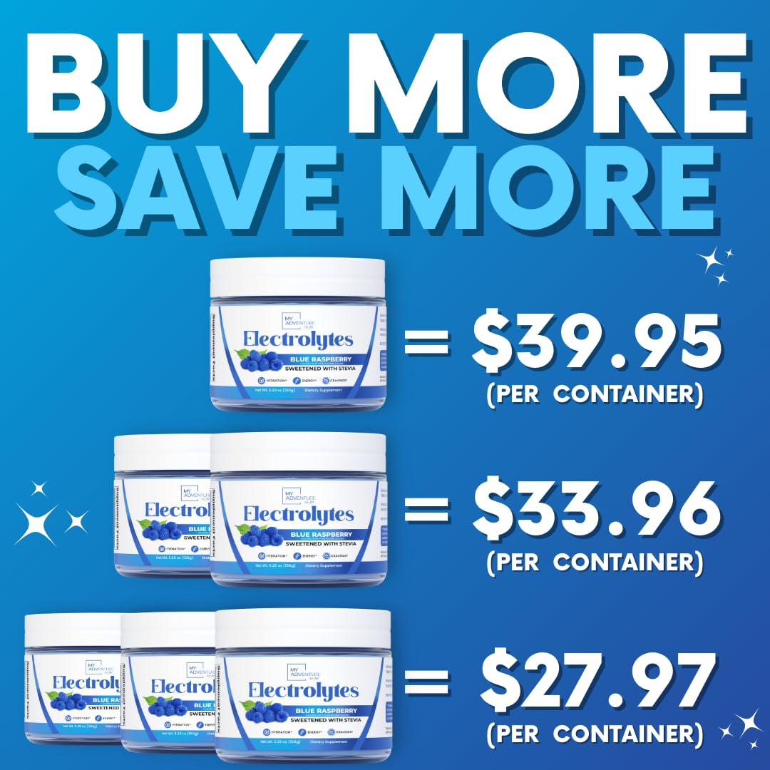 Zero Sugar - Blue Raspberry Electrolytes Powder - Refreshing Hydration - Caffeine Free Energy - All Natural Ingredients - Vegan, Keto and Paleo - Sugar Free Electrolyte Powder Drink Mix - 37 Servings My Adventure to Fit buy australia supplements