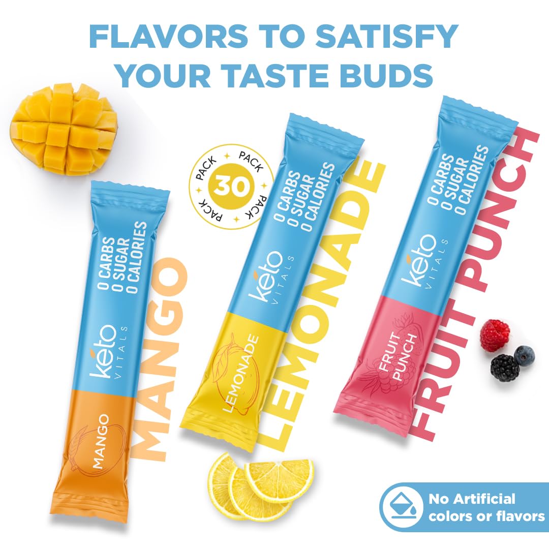 Keto Vitals Original Electrolytes Powder Packets | Keto Friendly Electrolyte Hydration Packs | Sugar Free Electrolytes | Energy Drink Mix | Zero Calorie Zero Carb (Original Assorted, 30 Count) Keto Vitals buy australia supplements