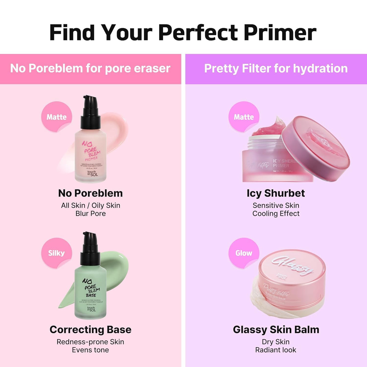 TOUCH IN SOL No Poreblem Primer – Pore Primer for Korean Makeup, Mattifying Primer for Oily Skin, Pore Eraser for Large Pores, Blurring Finish from K Beauty (1.01 fl.oz/30ml) TOUCH IN SOL