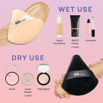 AOA Studio Velvet Puffs Makeup Puff Set of 6 Loose Powder Body Powder, Velour Makeup Blender Sponge Foundation Blending Sponges Set Beauty Makeup Tools(Black/Peach) AOA STUDIO