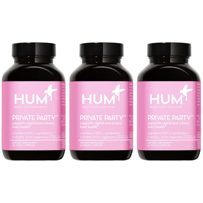 HUM Private Party Vaginal Probiotics for Women, pH Balance and Urinary Tract Support Vaginal Probiotic Supplement with Cranberry & Lactobacillus Blend, Women's Health Cranberry Pills, 30 Capsules