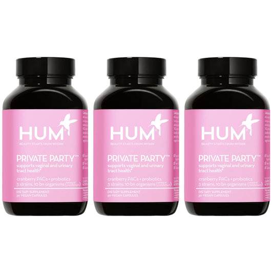 HUM Private Party Vaginal Probiotics for Women, pH Balance and Urinary Tract Support Vaginal Probiotic Supplement with Cranberry & Lactobacillus Blend, Women's Health Cranberry Pills, 30 Capsules