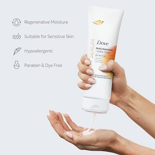 Dove Body Cream Serum Niacinamide + Even Tone for Dark Spots and Uneven Tone with Vitamin C, Pro-Retinol and Shea Butter Lotion, 8 oz Dove