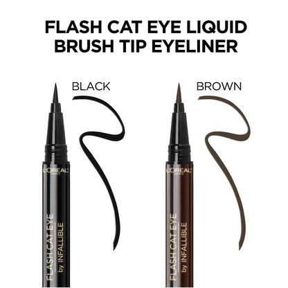 L'Oreal Paris Makeup Infallible Flash Cat Eye Waterproof Liquid Eyeliner, Black, 0.44 oz. L'Oreal Paris
