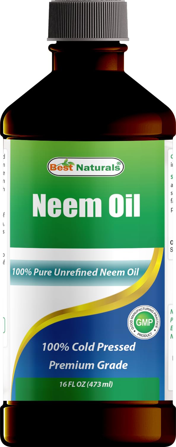 Best Naturals 100% Pure Neem Oil, 100% Cold Pressed and Unrefined - 16 OZ (1 Bottle) Best Naturals