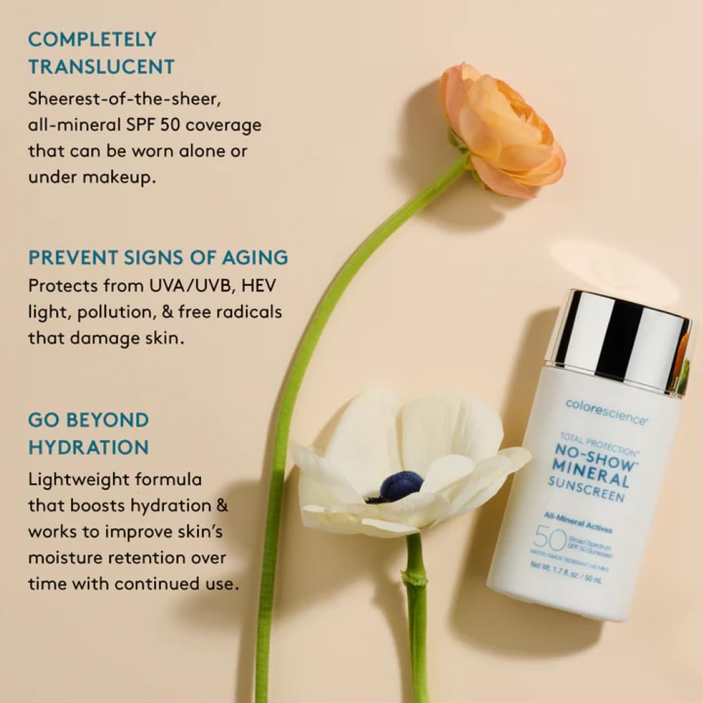 Colorescience, No-Show Mineral Sunscreen, SPF 50, 1.7 Fl Oz Colorescience