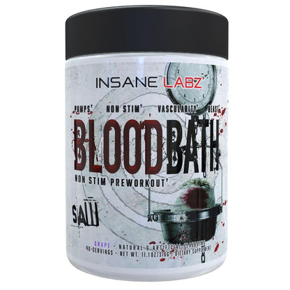 Insane Labz Saw® Bloodbath, Non-Stim Pump Pre Workout Powder with Nitrosigine®, OxyGold™, Agmatine Sulfate, L-Citrulline and Betainne Anhydrous, 40 Srvgs (Grape)