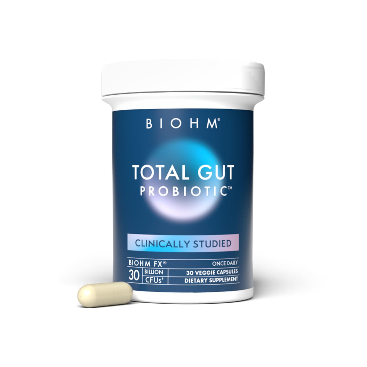 BIOHM Total Probiotic, 30 Billion CFU Daily Probiotics for Women & Men (30 Count) Helps Reduce Occasional Gas & Bloating, BIOHM