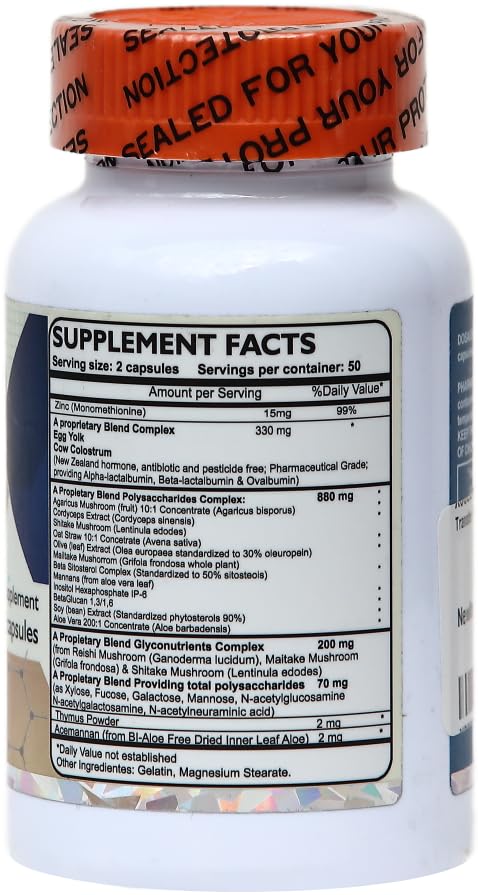 Transfer Factor Enhanced, 100 Natural Capsules, Immune Support - Transfer Factor Multi Immune from Cow Colostrum, Egg Yolk & Special Blend of Mushrooms Dislafarm buy australia supplements
