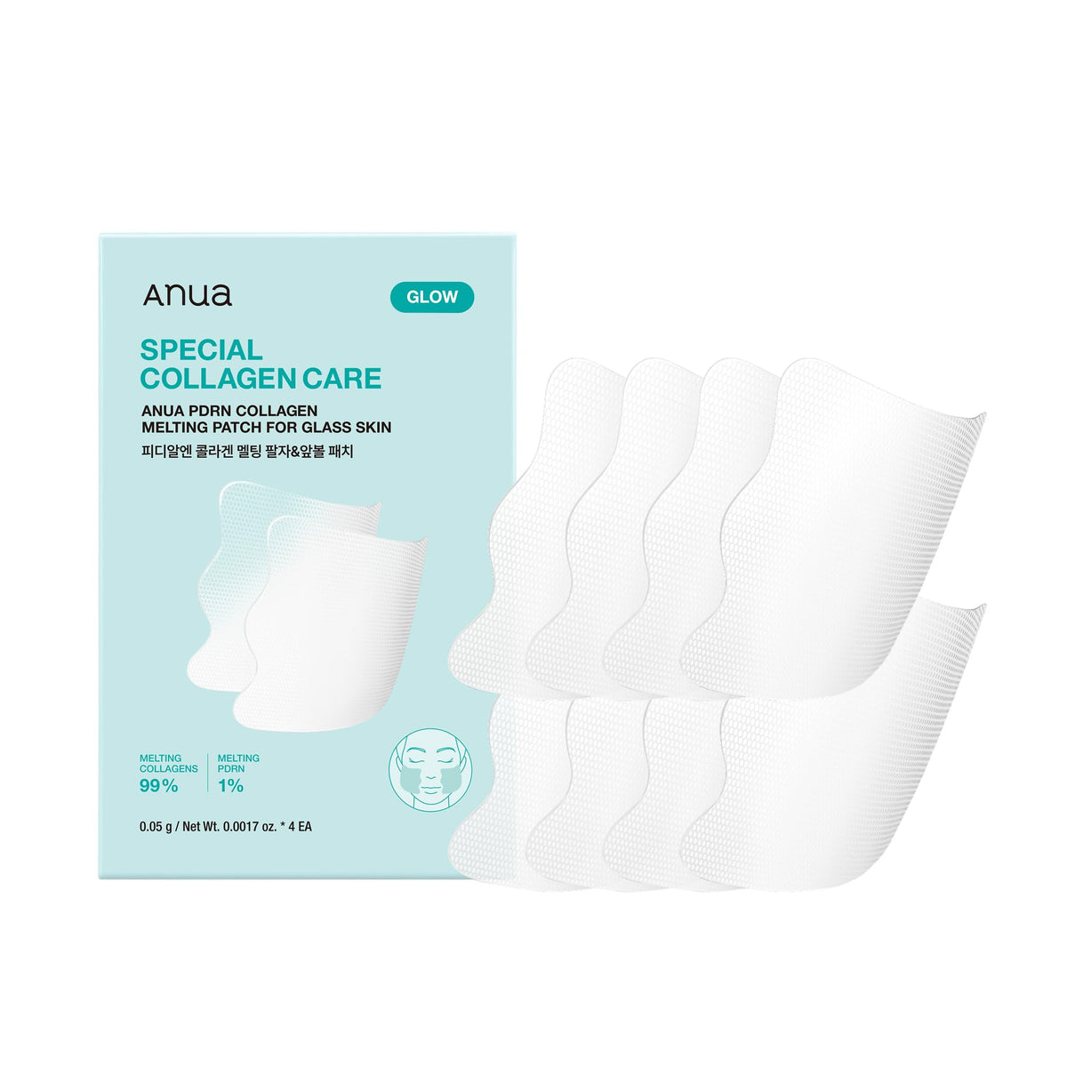 ANUA Salmon DNA PDRN Collagen Melting Patch for Glass skin, 2 Pairs x 4ea ANUA