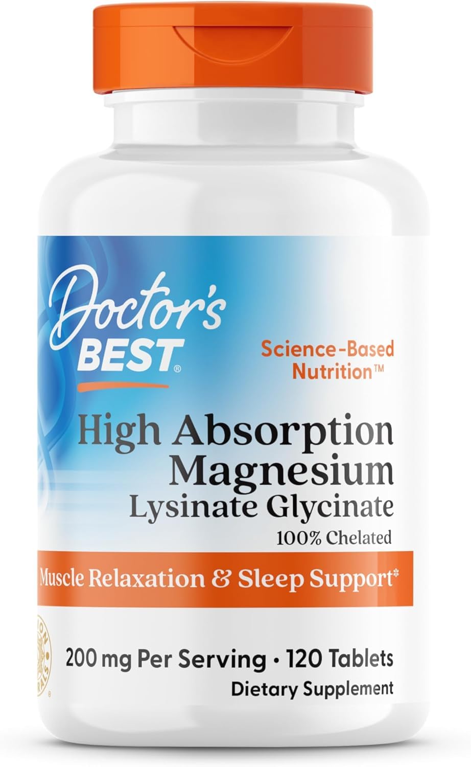 Doctor's Best High Absorption Magnesium Glycinate Lysinate Supplement for Sleep Support - Chelated Magnesium Tablets for Women & Men, 200mg per Serving, Supports Calm & Relaxation, Vegan - 240 Count Gsupps Australia