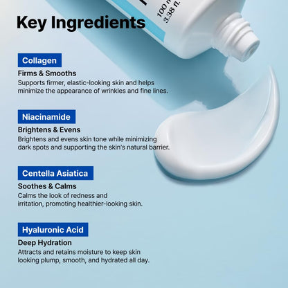 NIDA Youthful Formula™ Ultimate Moisturizing Cream | Centella Asiatica, Niacinamide, Hyaluronic Acid, Collagen | Wrinkles, Fine Lines, Dark Spots, Dry Skin, Redness | 3.38 fl. oz., 100ml NIDA