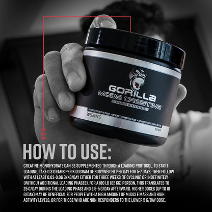 Gorilla Mode Creatine Monohydrate Micronized Powder & Pre Workout (Watermelon)- Massive Pumps | Laser Focus Energy | Improved Muscle Size | Power Output and Strength