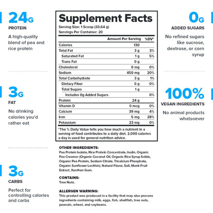 LEGION Plant+ Vegan Protein Powder, Chocolate - Rice and Pea, Plant Based Protein Blend. Gluten Free, GMO Free, Naturally Sweetened and Flavored, 20 Servings, (Chocolate)