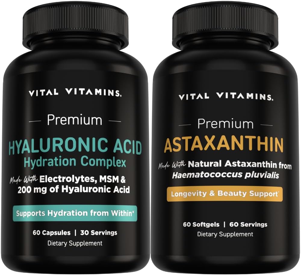 Vital Vitamins Hyaluronic Acid Complex 60 ct + Astaxanthin 60 ct Gsupps Australia
