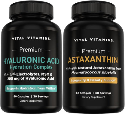 Vital Vitamins Hyaluronic Acid Complex 60 ct + Astaxanthin 60 ct Gsupps Australia