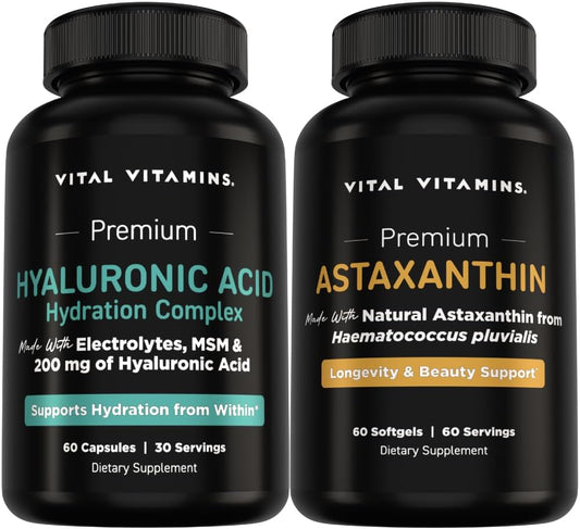 Vital Vitamins Hyaluronic Acid Complex 60 ct + Astaxanthin 60 ct Gsupps Australia