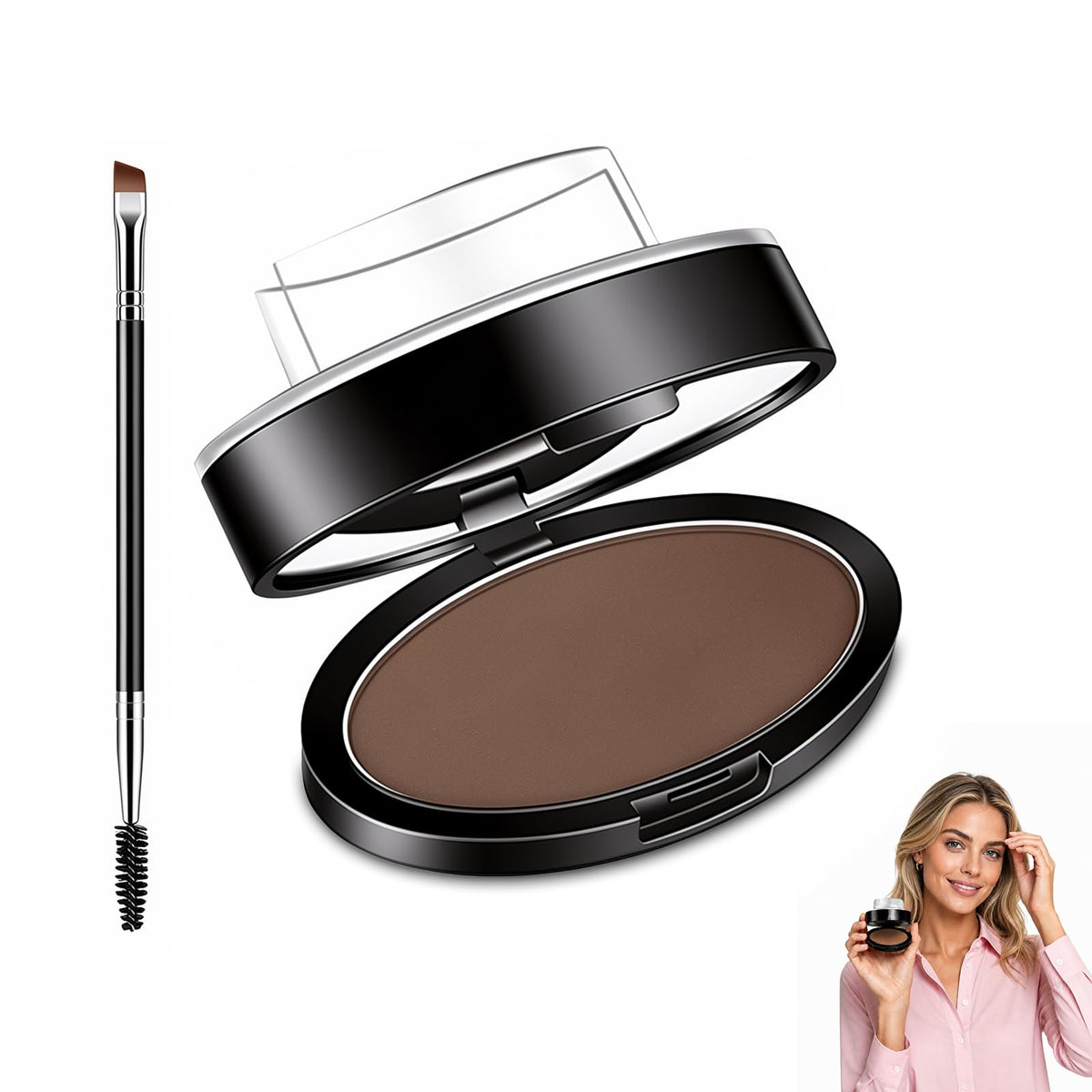 Eyebrow Stamp Powder Kit, Waterproof Long Lasting Eyebrow Seal Stamp with Brush, Quick 3 Seconds Natural Eyebrow Shaping, Easy Microblading Effect Brow Makeup Tool for Makeup Beginners (Dark Brown) Generic