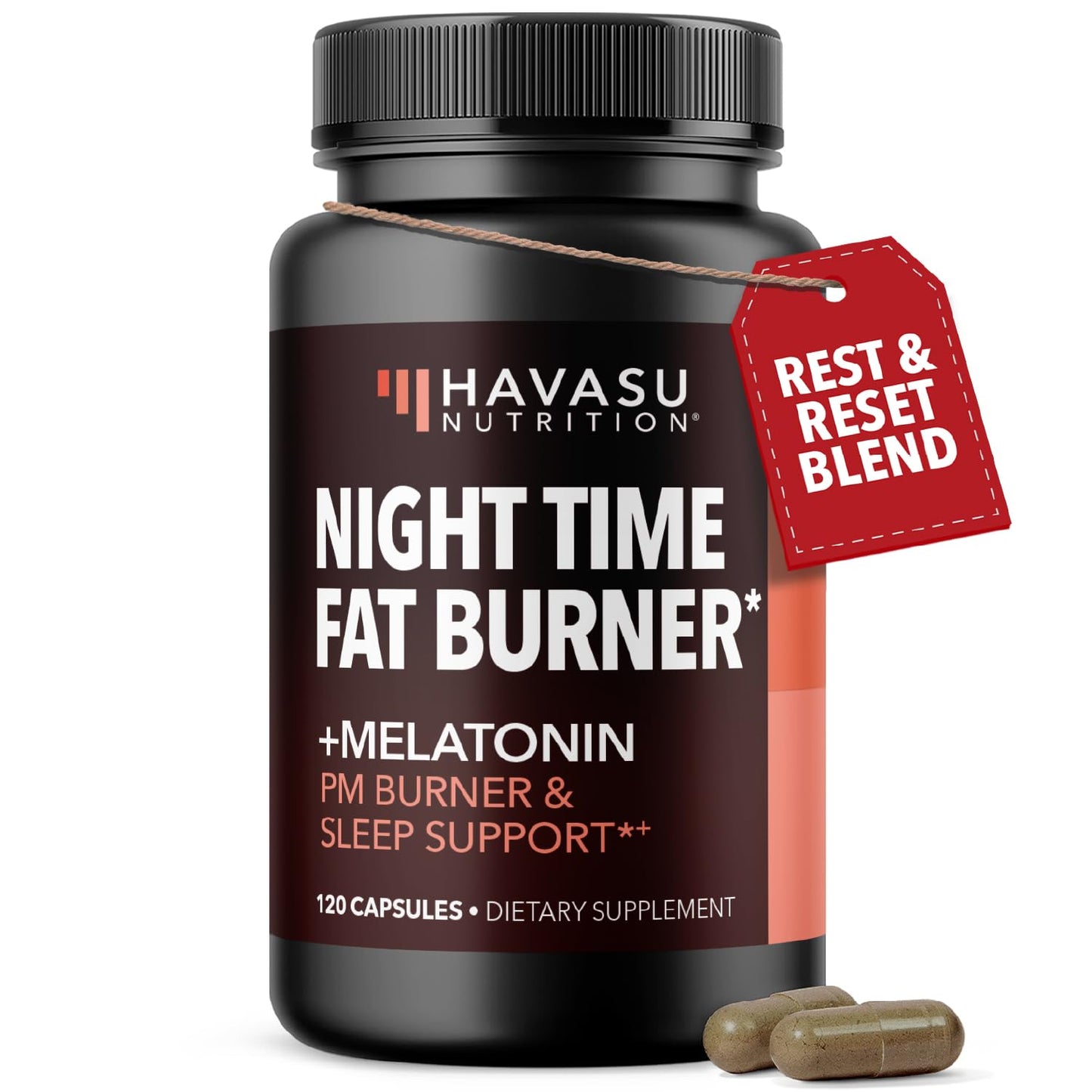 Night Time Fat Burner for Weight Loss Support for Men and Women, 60 Count | Appetite Suppressant and Overnight Metabolism Booster with Melatonin for Sleep Support, Vegan, Gluten Free, 60 Servings Gsupps Australia