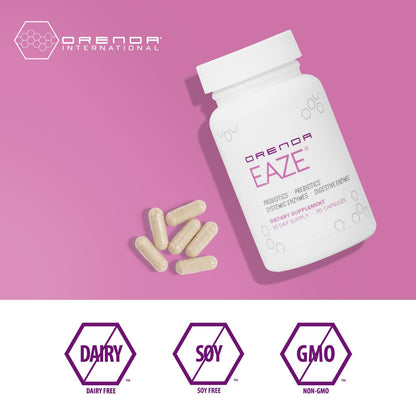 Orenda Eaze®: Gut Wellness Capsules | 6-in-1 Digestive Support with Probiotics, Endospores, Peptizyme-SP EN, Prebiotics, and Digestive Enzymes Orenda International
